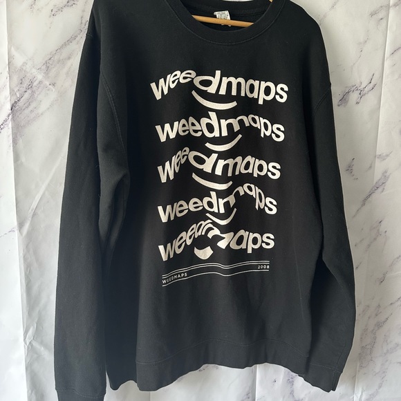 WEEDMAPS LOGO PRINT SWEATSHIRT BLACK/WHITE XL - Picture 3 of 7